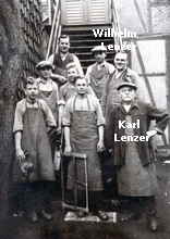 Karl und Wilhelm Lenzer mit Gesellen und Lehrlingen 1937